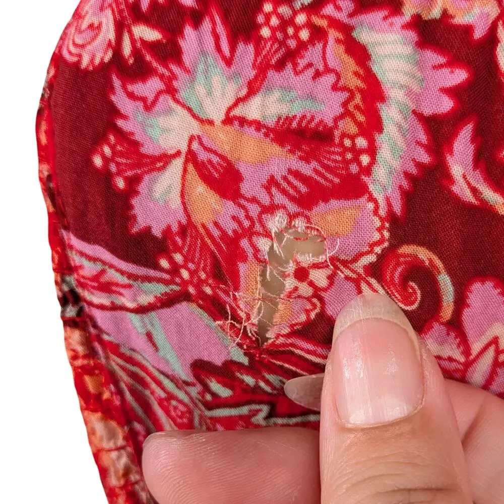 Free People Intimately Forever Yours Paisley Ruffle Maxi Slip Dress Red Pink M